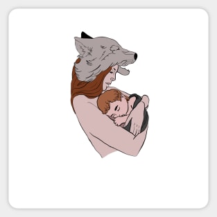 Mother wolf and her baby Sticker